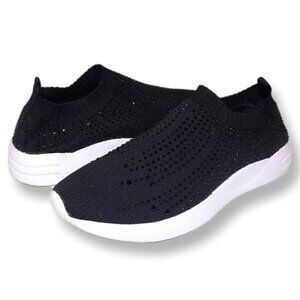 Alia Womens Size 8 Black Glitter Shoes Sparkle Studded Casual Slip On Sneakers